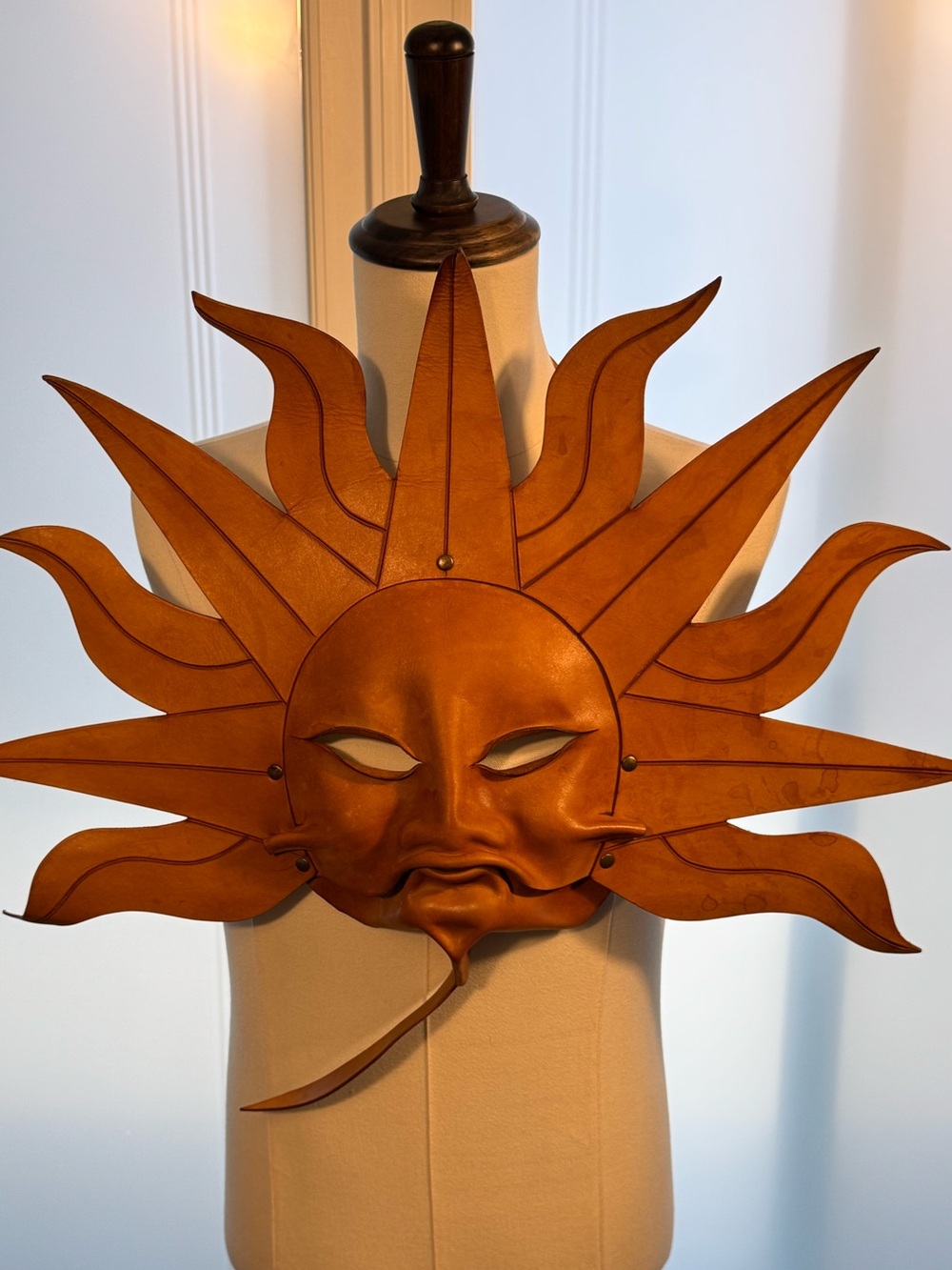 Authentic Cirque du Soleil Gilbert Coutu Movable mouth Leather Sun Mask Wearable